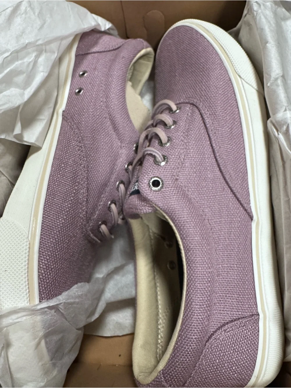 Sperry Men's Canvas Boat Shoes in Dusty Lavender